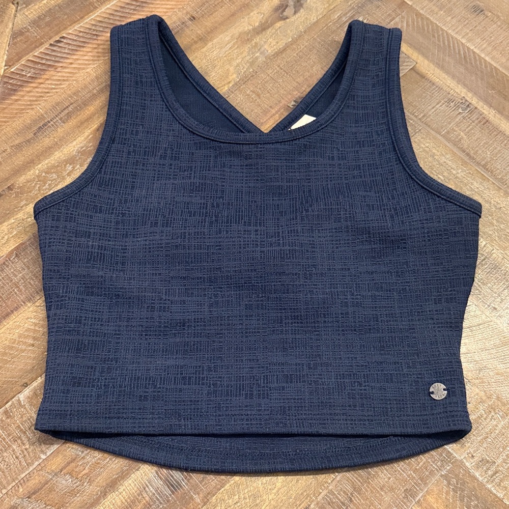 Roxy Navy Blue Textured Crop Tank Top